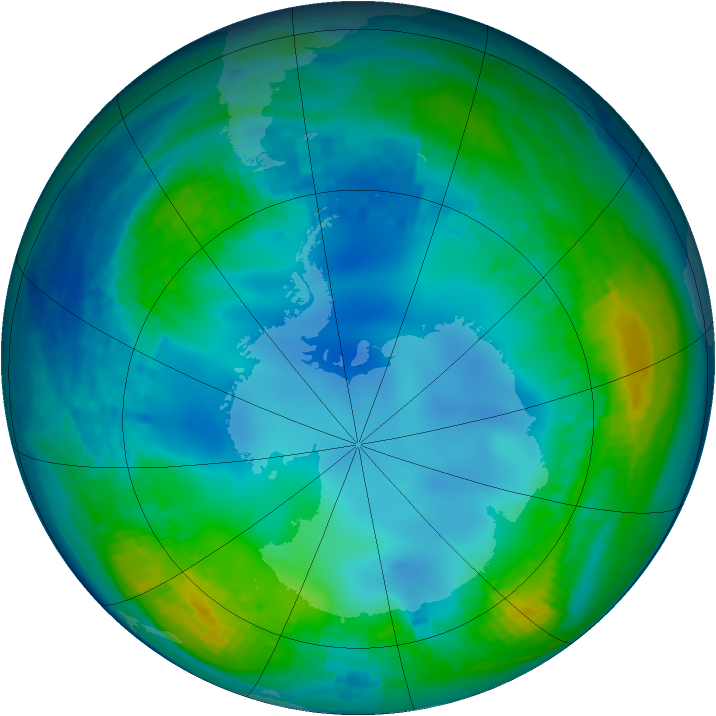 Antarctic ozone map for 21 May 2001